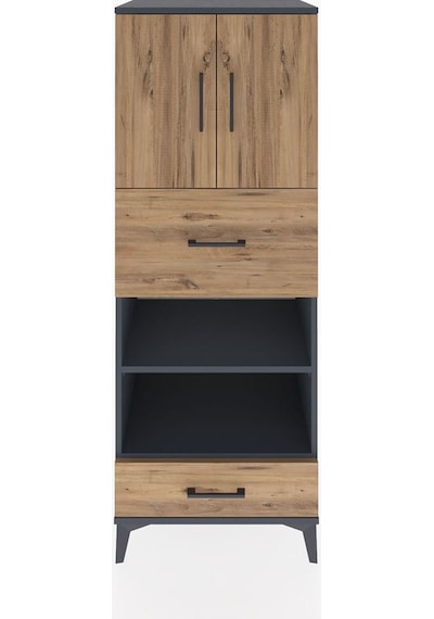 Hyperion Dolap 4 Raflı 2 Çekmeceli 2 Kapaklı 60x44x163 Antrasit-çam Antrasit