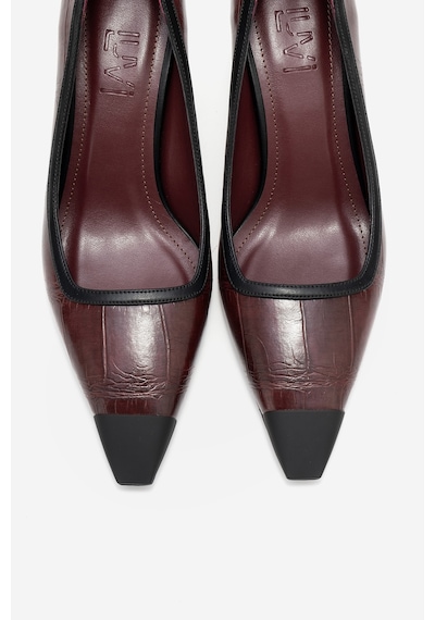 Luvishoes Rona Bordo Baskı Mat Burunlu Kadın Topuklu Ayakkabı Bordo