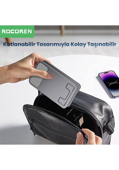 Rocoren 360 Döner Mekanizmalı Katlanabilir Alüminyum Telefon Standı
