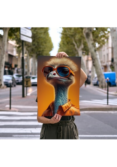 3'lü Çerçevesiz Poster Seti Kurbağa, Zürafa, Devekuşu