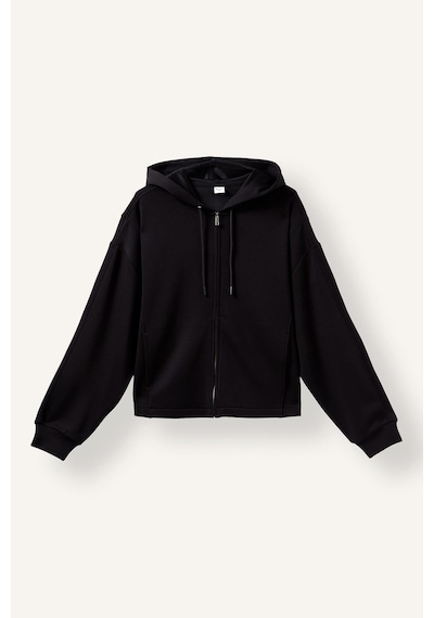 Defacto Ultra Yumuşak Oversize Fermuarlı Kapüşonlu Cepli Basic Sweatshirt Hırka H5189ax26aubk81 Siyah-bk81