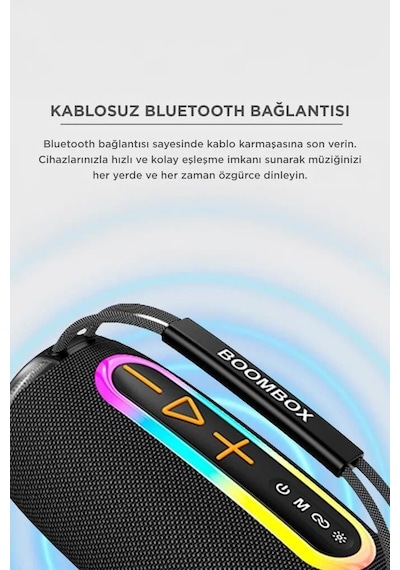 Delux Serisi Parti Cihazı Kamp Aleti Taşınabilir Bluetooth Hoparlör 30w Boombox680 Siyah Ipx6