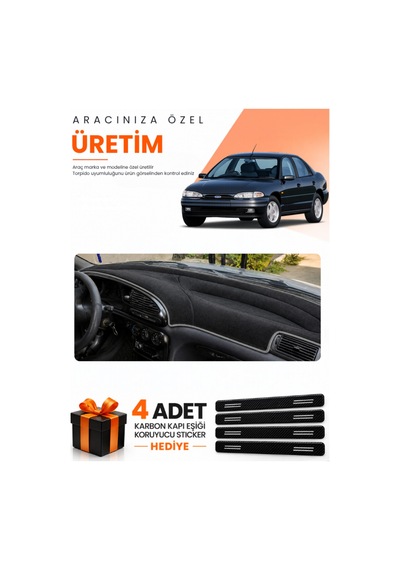 Ford Mondeo Çukurlu 1993-1996 Uyumlu Torpido Koruma Örtüsü Oto Kılıfı - Siyah Gri