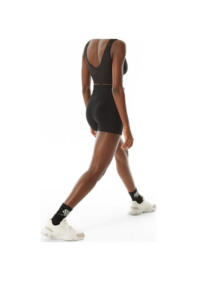 Winmoda34 Boxer Tayt Bisikletci Tayt Şort Tayt Tenis Taytı Yandan Cepli Kısa Tayt Siyah