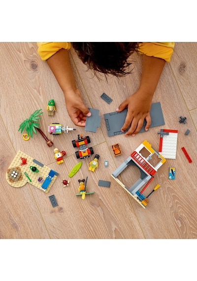 City Plaj Cankurtaran Merkezi 60328 - 5 Yaş Ve Üzeri Çocuklar İçin 4 Minifigür İle Yengeç Ve Kaplumbağa Figürleri İçeren Oyuncak Yapım Seti 211 Parça