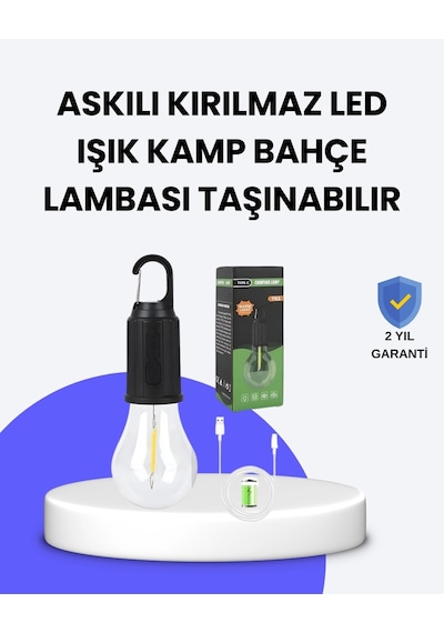 C Tipi Şarjlı Asılabilir Kamp Feneri