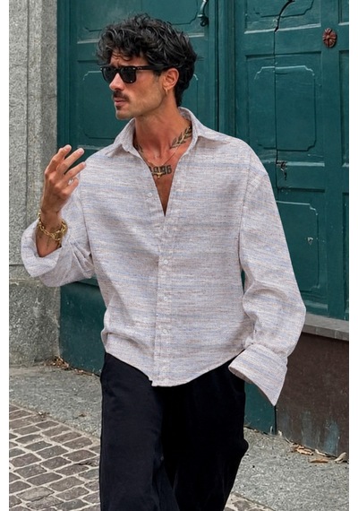 Tarz Cool Erkek Keten Karışımlı Oversize Çizgili Gömlek Çizgili Rahat Kalıp Yazlık Uzun Kollu Gömlek Pembe Tarz Cool Erkek Keten Karışımlı Oversize Çizgili Gömlek Çizgili Rahat Kalıp Yazlık Uzun Kollu Gömlek Pembe