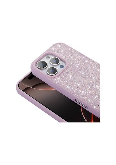 Zore Apple Uyumlu iPhone 16 Pro Max Kılıf Parlak Taşlı Tasarım Pırlanta Kapak - Pembe Pembe