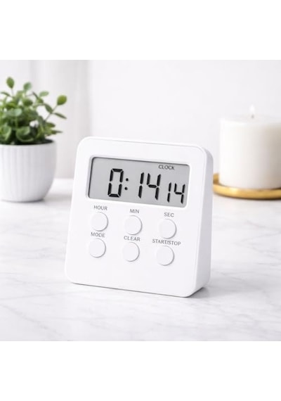 Mr Alarmlı Dijital Öğrenci Sınav Masa Kronometresi 24 Saat Geri Sayım Timer, 2 Kademeli Alarm, Lcd Ekranlı Beyaz