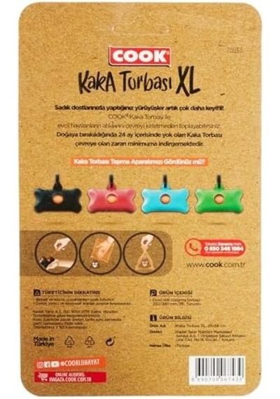 Kaka Torbası, Büyük Boy, 4 Rulo X 30 Torba, 120 Adet, Kavun Kokulu, Turuncu