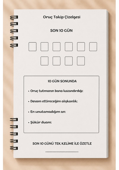 1 Yıllık Namaz Ve 30 Günlük Oruç Takip Çizelgesi, Alışkanlık Defteri, Namaz Defteri Çok Renkli