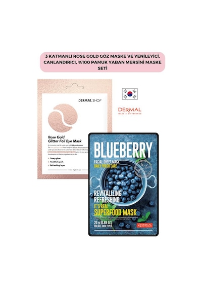 Dermal 3 Katmanlı Rose Gold Göz Maskesi + Pamuk Yaban Mersini Maskesi
