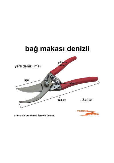 Bağ Makası Keskin Budama Makası Gül Budama Özel İmalat Yerli Deni