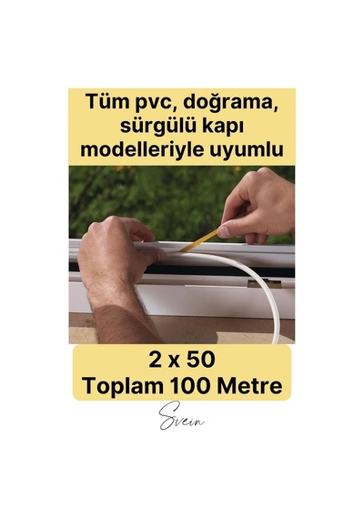 Kalın Kauçuk 2x50 100 Mt Ekstra Uzun Beyaz Kapı Pencere Fitili Soğuk Koruyucu Geçirmez I Zolasyon Diğer