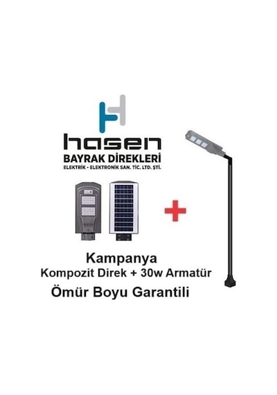 2.50 Metre Kompozit Solar Aydınlatma Direği