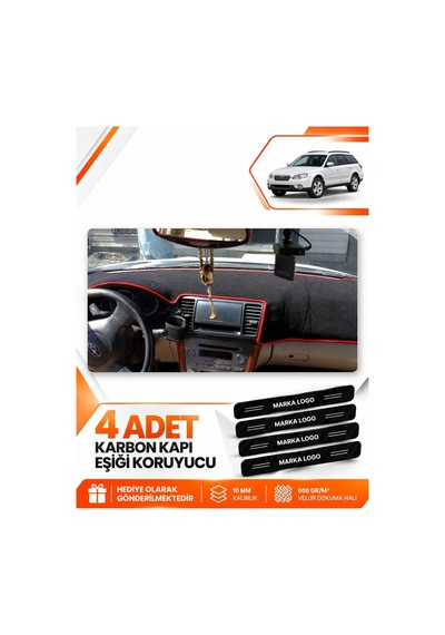 Subaru Outback 2003-2009 Uyumlu Ön Torpido Koruma Kılıfı Halısı Örtüsü - Siyah Kırmızı