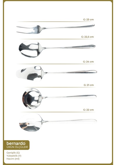 Bernardo Vizyon 5 Parça Çelik Servis Seti Inox