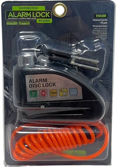 Automarkt Pc1505 Alarmlı Motosiklet, Bisiklet, Scooter, Bebek Arabası Disk Kilidi