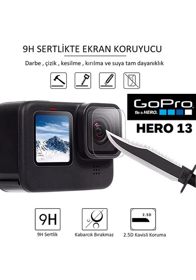 Gopro Hero 13 , 12 , 11 , 10 Ekran Koruyucu Seti 9H