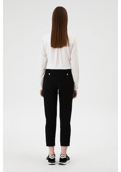 U.S. Polo Assn. Kadın Siyah Carrot High Waist Fit Kanvas Pantolon 50309273-VR046