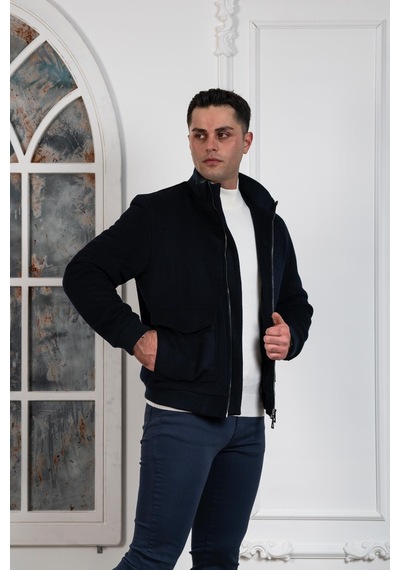 Regular Fit Yünlü Dik Yaka Astarlı Içi Elyaflı Kaşe Mont 001