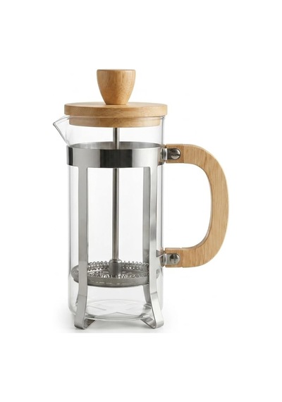 350 Ml French Press Kahve Ve Bitki Çayı Demliği - Paslanmaz Çelik İç Yapı, Akasya Veya Bambu Ahşap Detay Seçene Çok Renkli