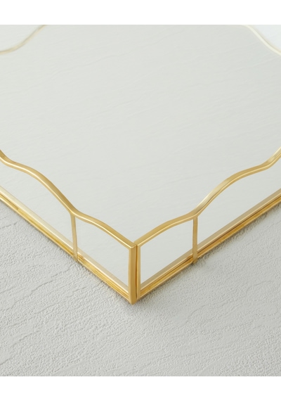 English Home Mensa Cam Dekoratif Tepsi 23,8x23x3,8 Cm Gold