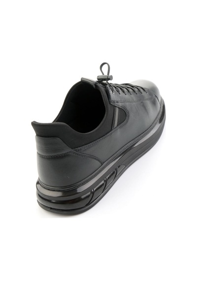 Siyah Hakiki Deri Erkek Sneaker E01080216943 Siyah