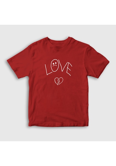 Presmono Unisex Çocuk Love Lil Peep T-shirt Kırmızı