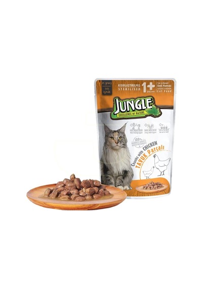 Jungle Tavuk Etli Gravy Pouch Kısırlaştırılmış Yetişkin Kedi Yaş Maması 100 G