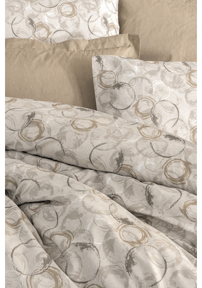 Cotton Box Minimal Çift Kişilik Lastikli Çarşaflı Nevresim Takımı Moil Bej