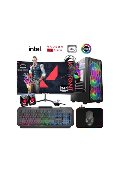 Xaser XSR934 i5-4590 16 GB 1 TB SSD 8 GB RX580 24" Free Dos Masaüstü Oyuncu Bilgisayarı