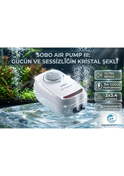 Akvaryum Hava Motoru - Çift Çıkışlı - Ultra Sessiz - Ayarlanabilir Hava Çıkışı - Ar-10 - 3w - 2x3.4lt/dakika