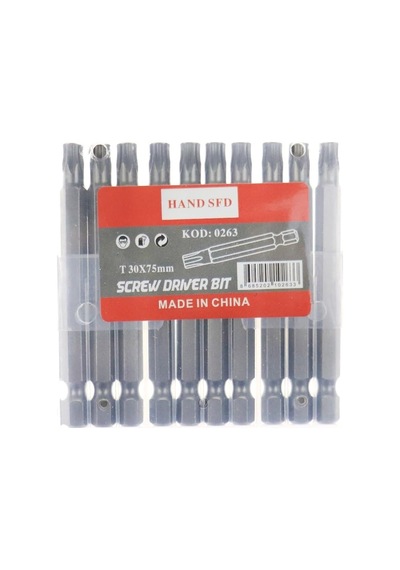 Tr Hand Sfd Torx Bits Uç Seti, T30 75mm, 10 Adet
