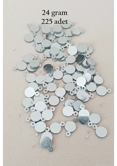 Oya Abiye Bileklik Kolye Pleksi Metalik Plastik Pul Gümüş Renk 24 Gram 225 Adet - Bnc580