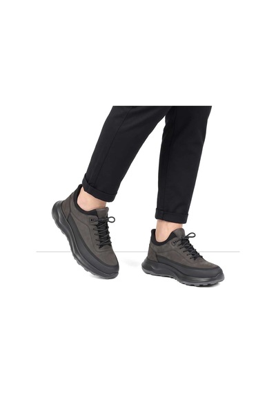 Erkek Antrasit Nubuk Siyah Deri Sneaker