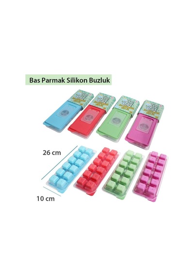 Yapışmaz Silikon Bas Çıkar Buzluk Küp Şekilli Buz Kalıbı 4 Adet Renkli Silikon Diğer
