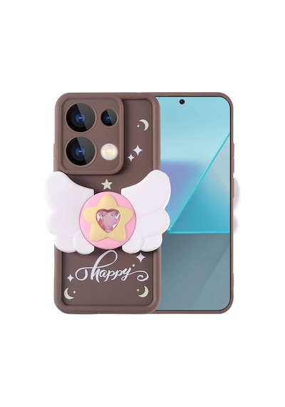 Xiaomi Redmi Note 13 Pro 4g Kılıf Kamera Korumalı Figür Tasarımlı Zore Kapya Kapak Koyu Kahve