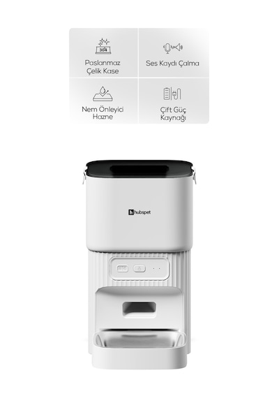 Akıllı Otomatik Mama Kabı Wifi Uygulama Kontrollü, 4l Paslanmaz Çelik Kase, Ses Kayıtlı H500