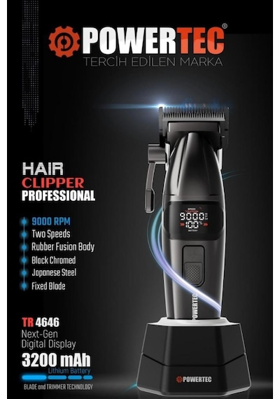 Powertec Tr-4646 Profesyonel Saç Sakal 9000 Rpm Tıraş Makinesi 1 Saat