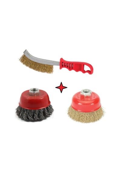 3 Parça Çanak Spiral Çelik Tel Fırça Burgu Saçak Fırça Kalın Ince