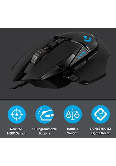 Logitech G502 Hero 25600 DPI Kablolu Mouse