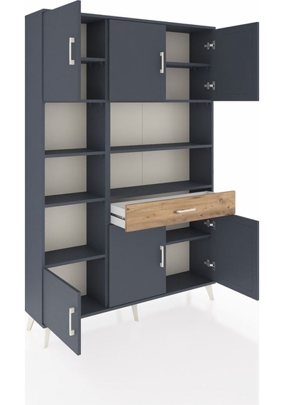 Arges Dolap 10 Raflı Tek Çekmeceli 6 Kapaklı 132x30x195 Antrasit-antrasit/çam Antrasıt/atlas Çam Arges Dolap 10 Raflı Tek Çekmeceli 6 Kapaklı 132x30x195 Antrasit-antrasit/çam Antrasıt/atlas Çam