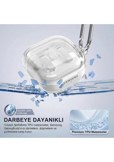 Samsung Galaxy Buds 4 / Buds 4 Pro Uyumlu Şeffaf Premium Kulaklık Kılıfı, Kulaklık İpi Ve 3'ü 1 Arada Bluetooth Kulaklık Temizleme Kalemi Seti Şeffaf