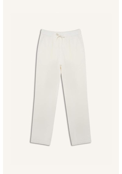 Defacto Yazlık Viskon Jogger Pantolon Regular Fit Normal Kesim Keten Karışımlı Düz Paça Cepli B4867ax25smbg686 Bej