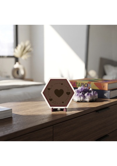 Kalp Çemberi Desenli Dekoratif Masaüstü Süsü Ev Ve Ofis Masalarınız İçin Modern Ve Şık Bir Aksesuar 10x10 Cm, Açık Kahve