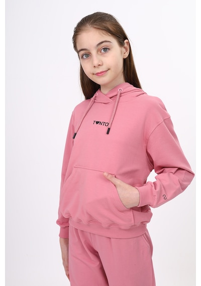 Toontoy Kız Çocuk Oversize Kapüşonlu Cepli Düşük Omuz Baskılı Sweatshirt - 2 İplik Gülkurusu Toontoy Kız Çocuk Oversize Kapüşonlu Cepli Düşük Omuz Baskılı Sweatshirt - 2 İplik Gülkurusu