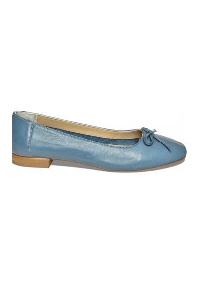 Fox Shoes Y398224203 Mavi Hakiki Deri Kadın Babet Mavi