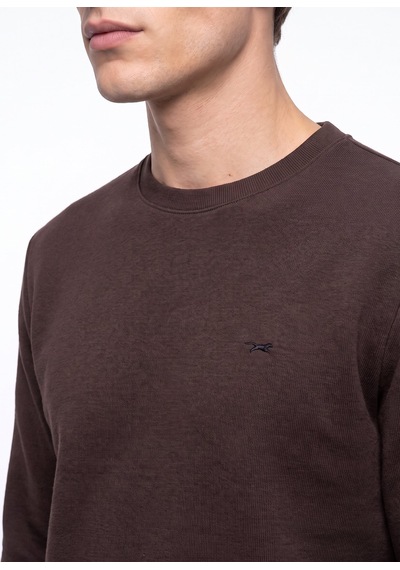 Mustang Kahverengi Erkek Basic Nakışlı Sweatshirt M6wm-swt1590 Kahve