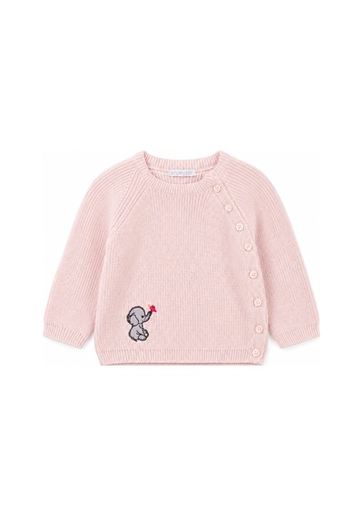Kız Bebek Fil Detaylı Kazak 23115 Pembe